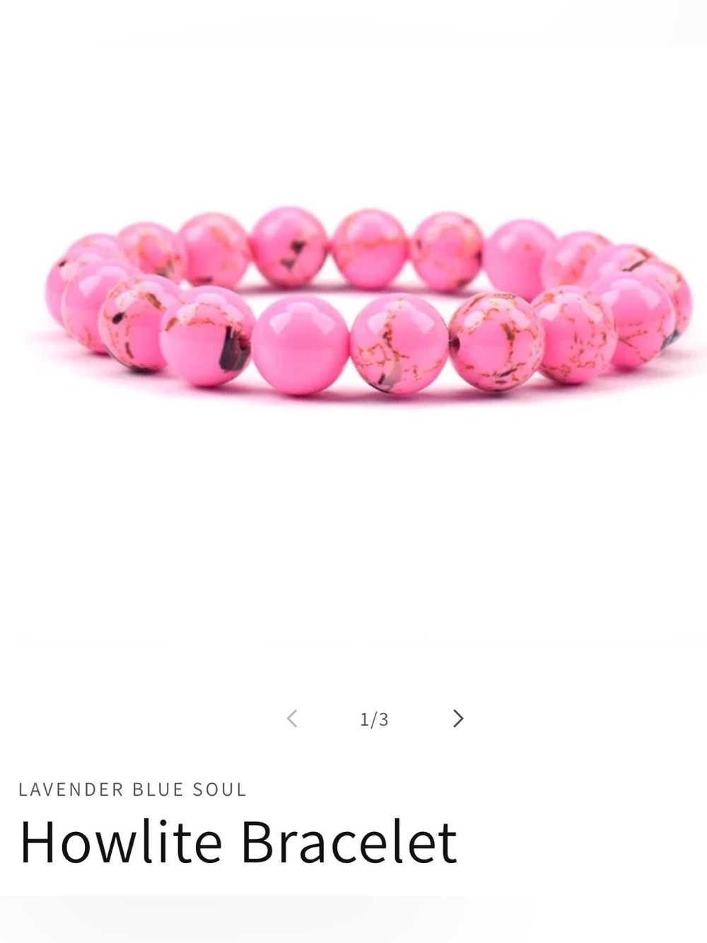 Pink Howlite Bead Bracelet 10mm